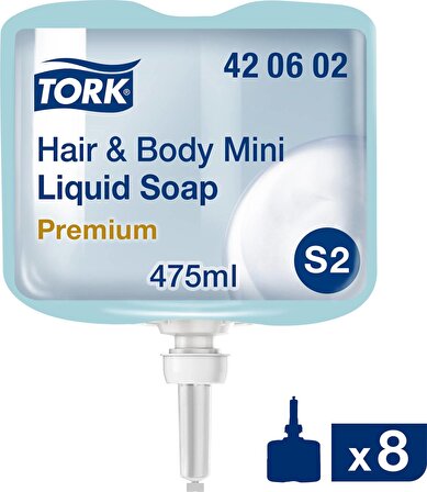 Tork Saç ve Vücut Sıvı Sabun Premium 475 Ml. x 8 Adet (420602)